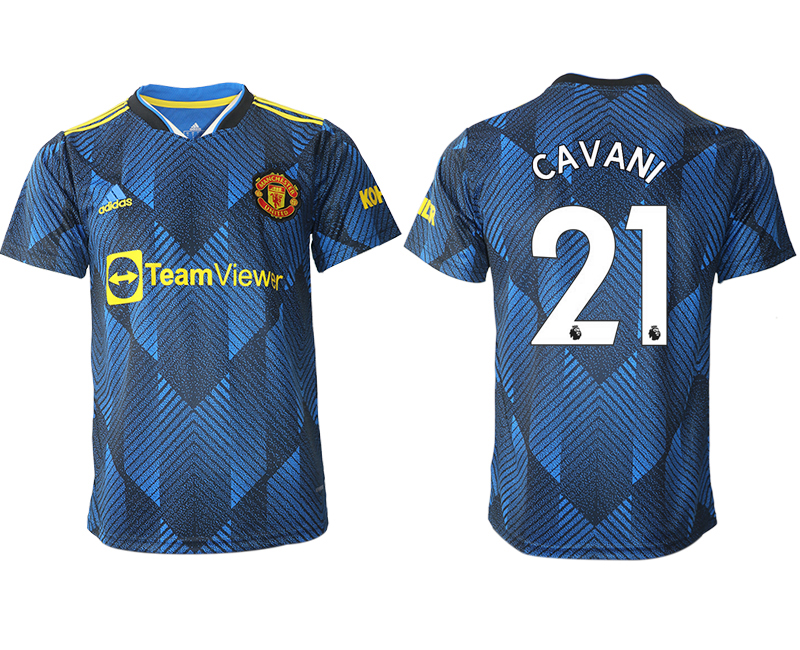 Men 2021-2022 Club Manchester United Second away aaa version blue #21 Soccer Jersey